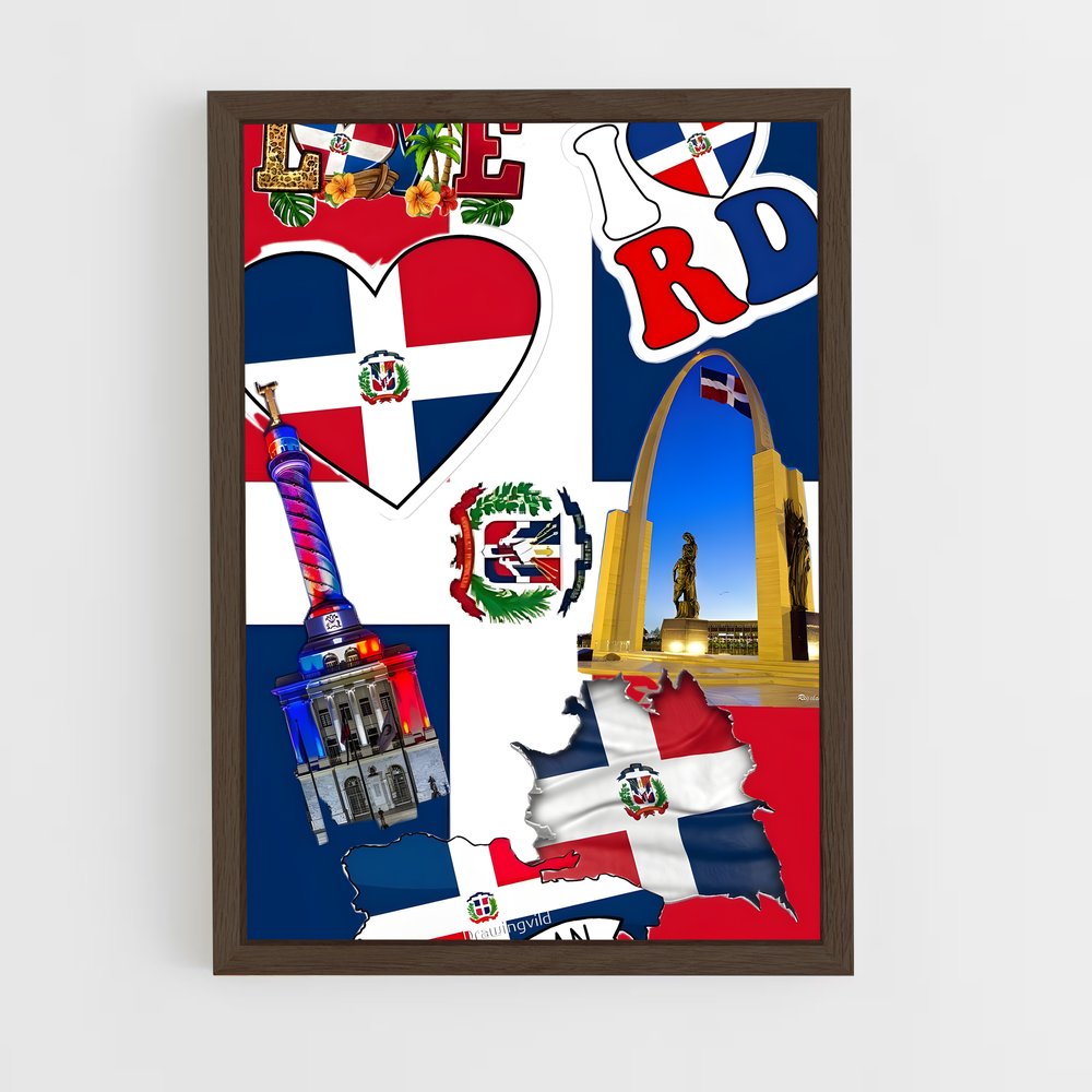 ap-dominican republic flag-1 cadre Bois foncé