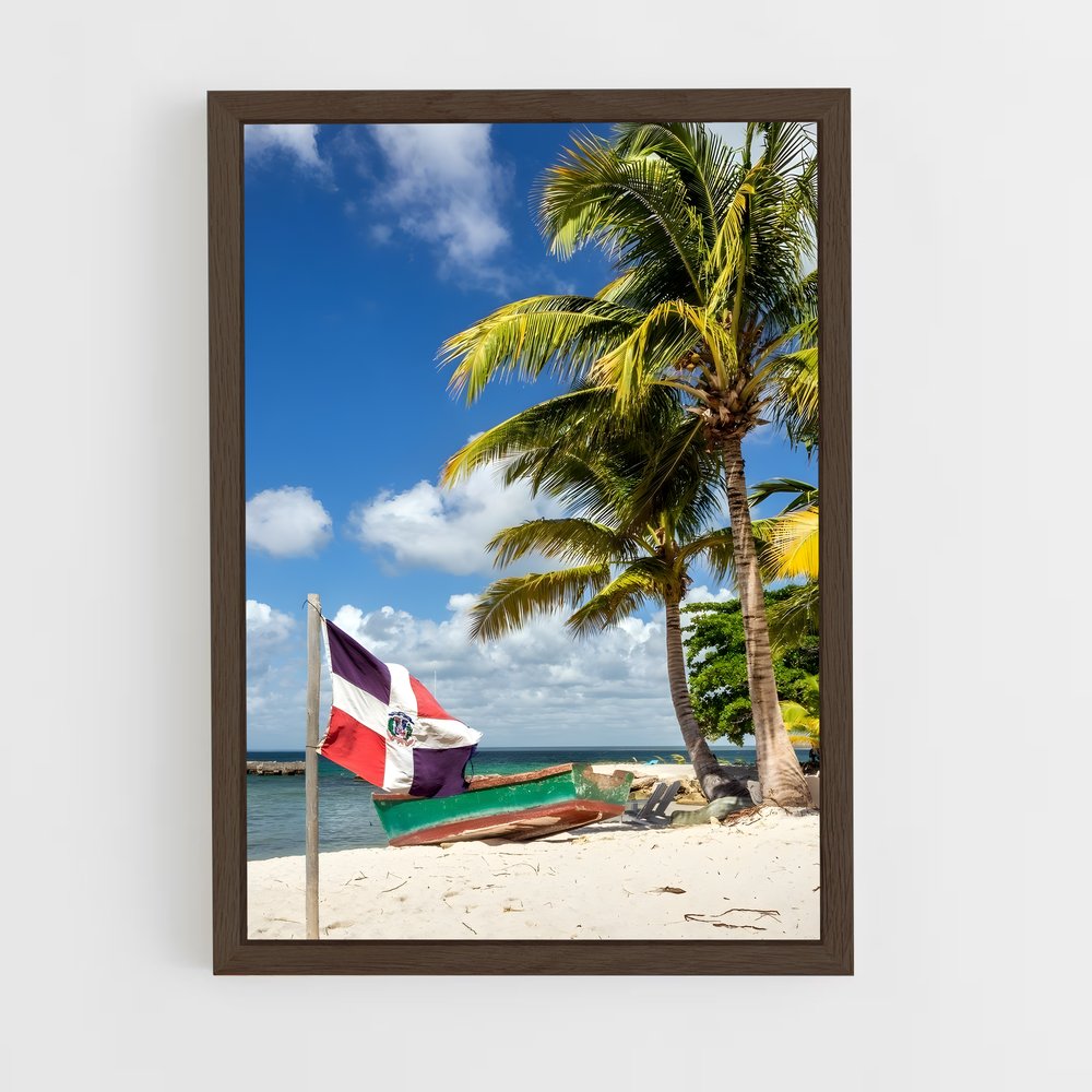 ap-dominican republic flag-3 cadre Bois foncé
