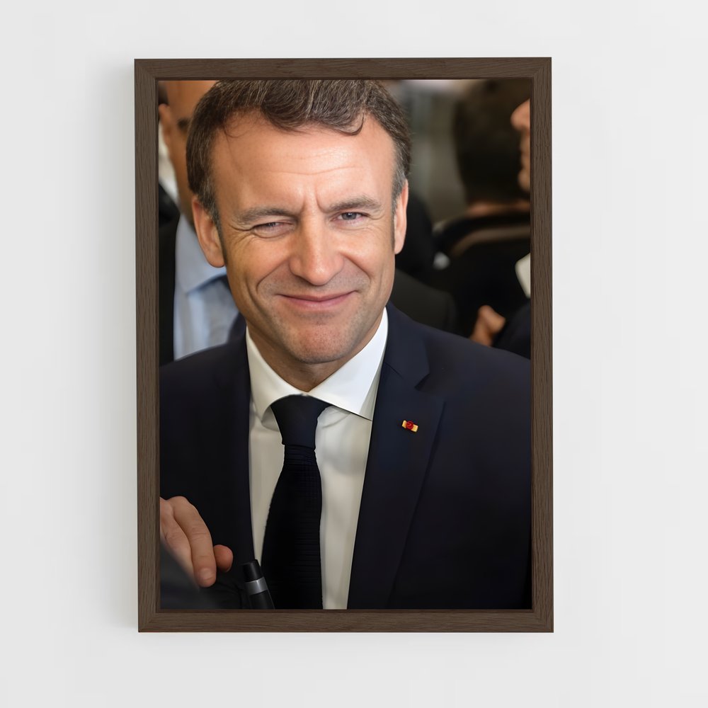 ap-emmanuel macron-1 cadre Bois foncé