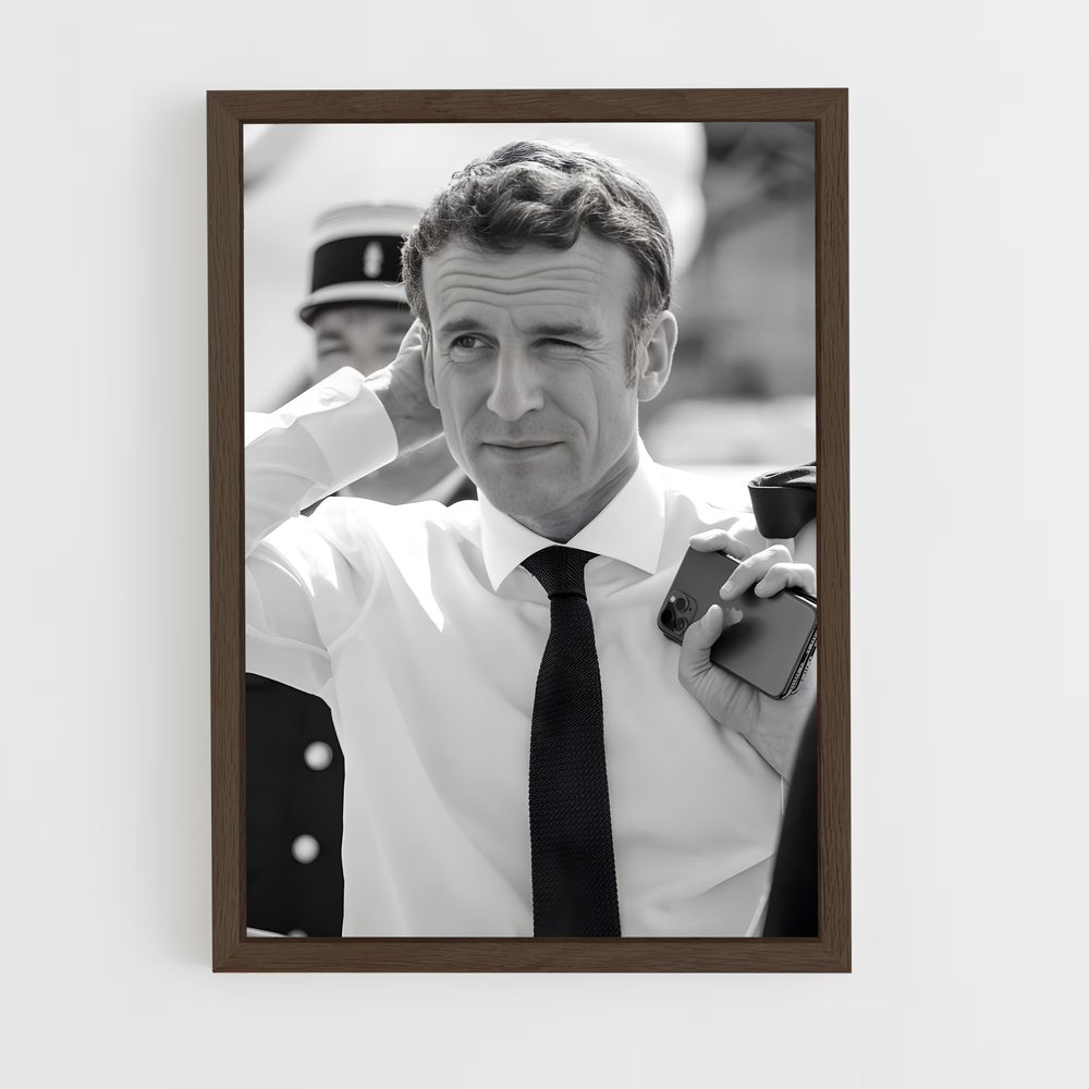 ap-emmanuel macron-2 cadre Bois foncé