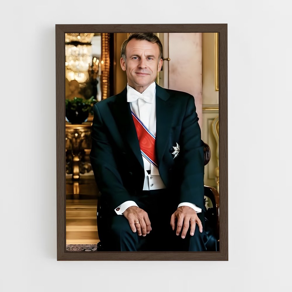 ap-emmanuel macron-6 cadre Bois foncé