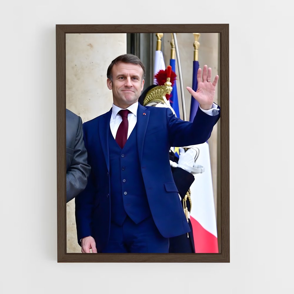 ap-emmanuel macron-7 cadre Bois foncé