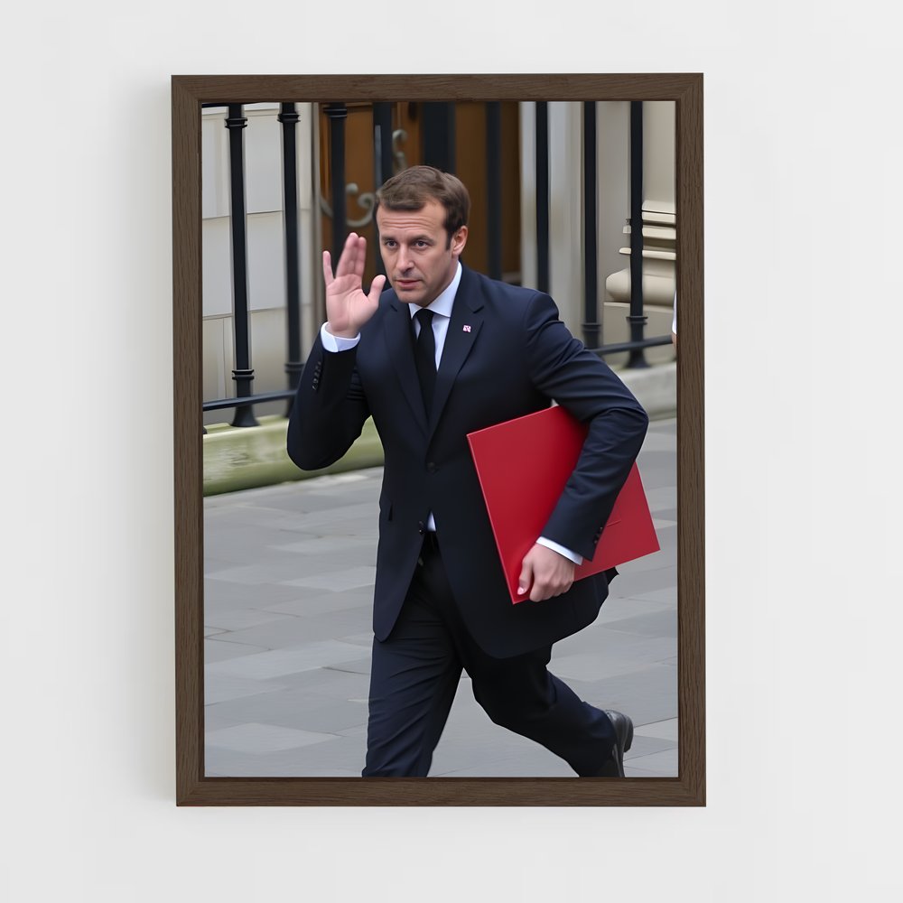 ap-emmanuel macron-8 cadre Bois foncé