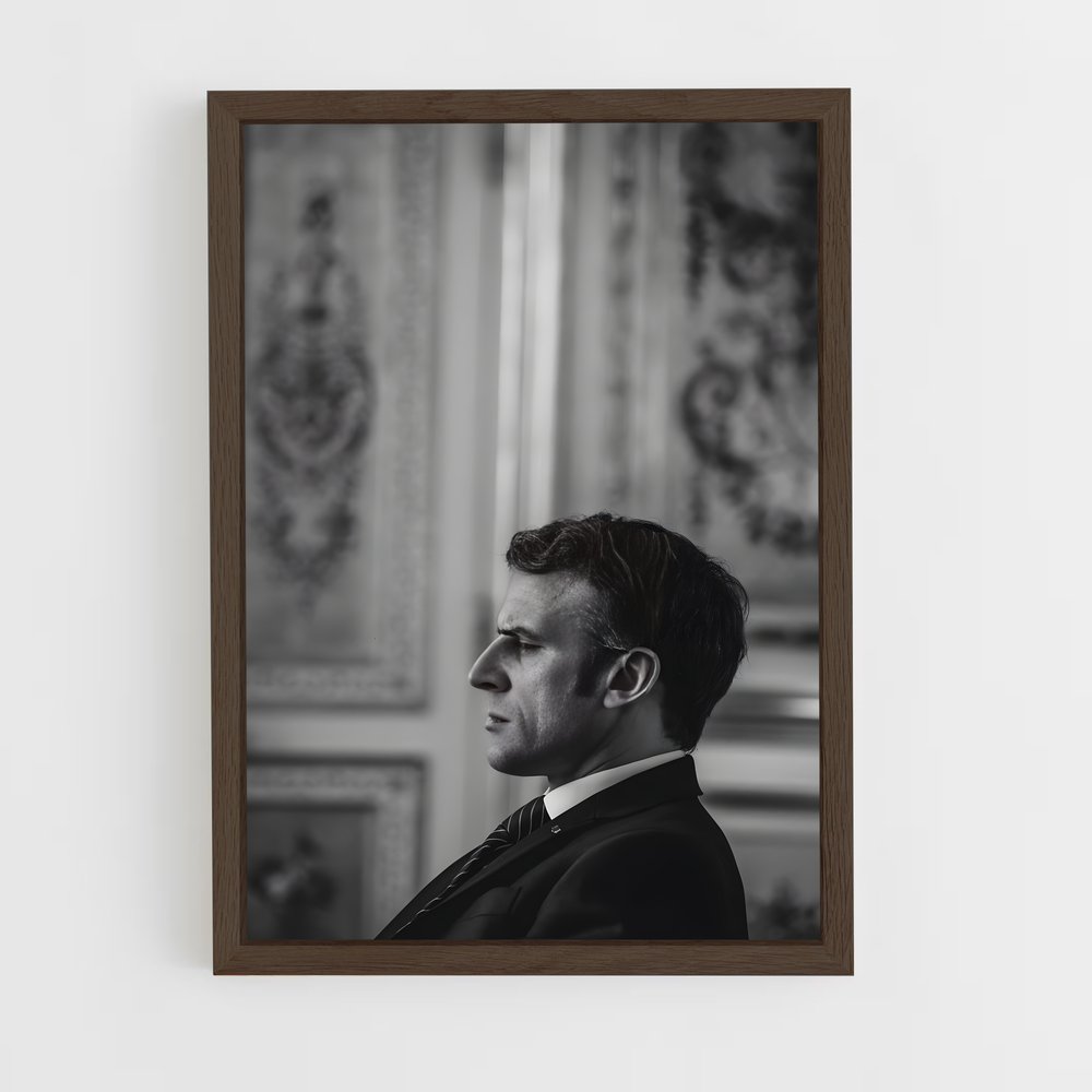 ap-emmanuel macron-9 cadre Bois foncé