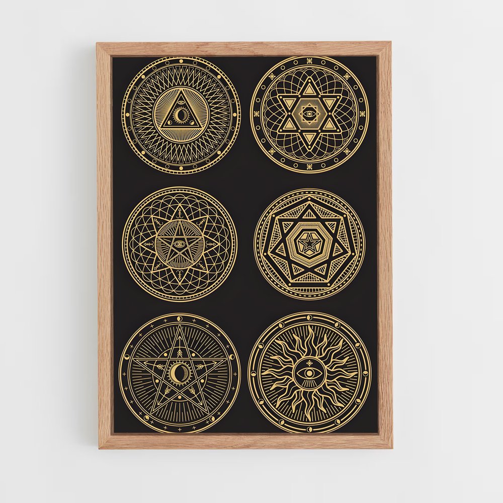 ap-esoteric symbols-3 cadre Bois clair