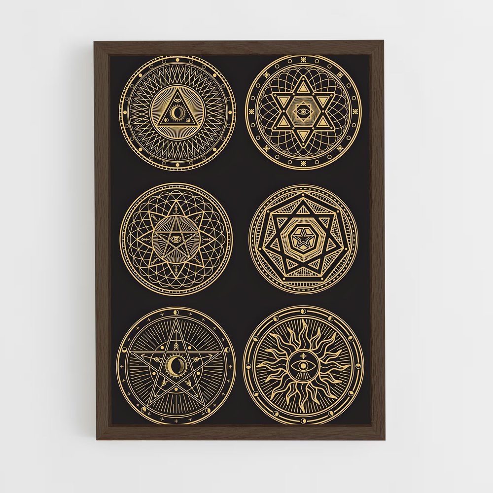 ap-esoteric symbols-3 cadre Bois foncé