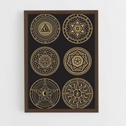ap-esoteric symbols-3 cadre Bois foncé