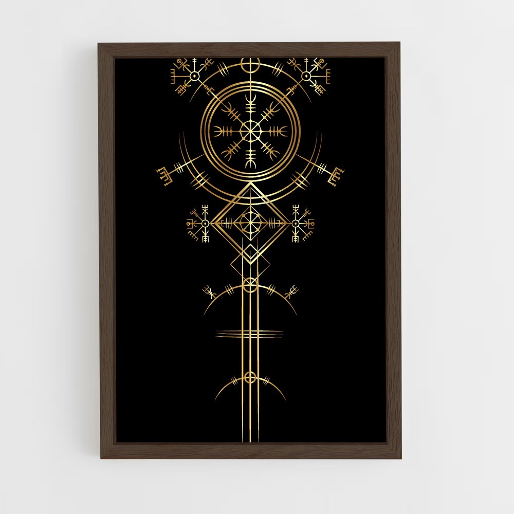 ap-esoteric symbols-5 cadre Bois foncé