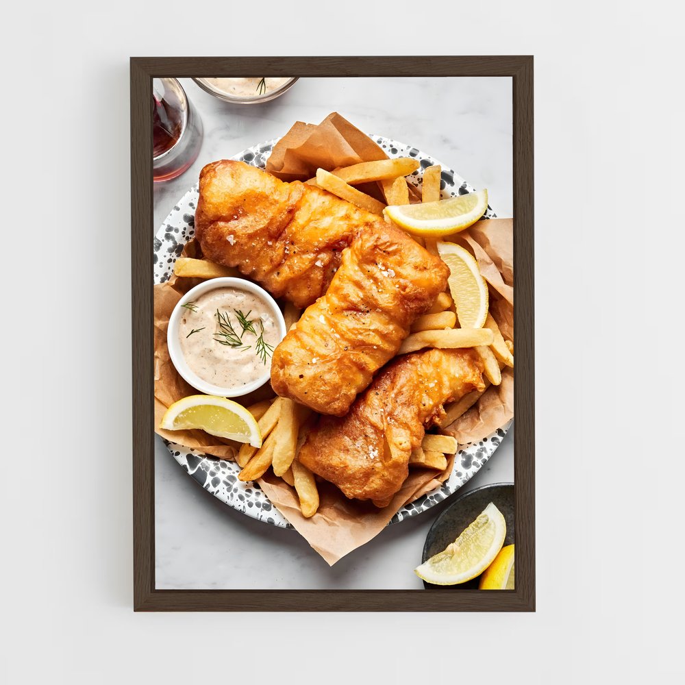 ap-fish and chips-2 cadre Bois foncé
