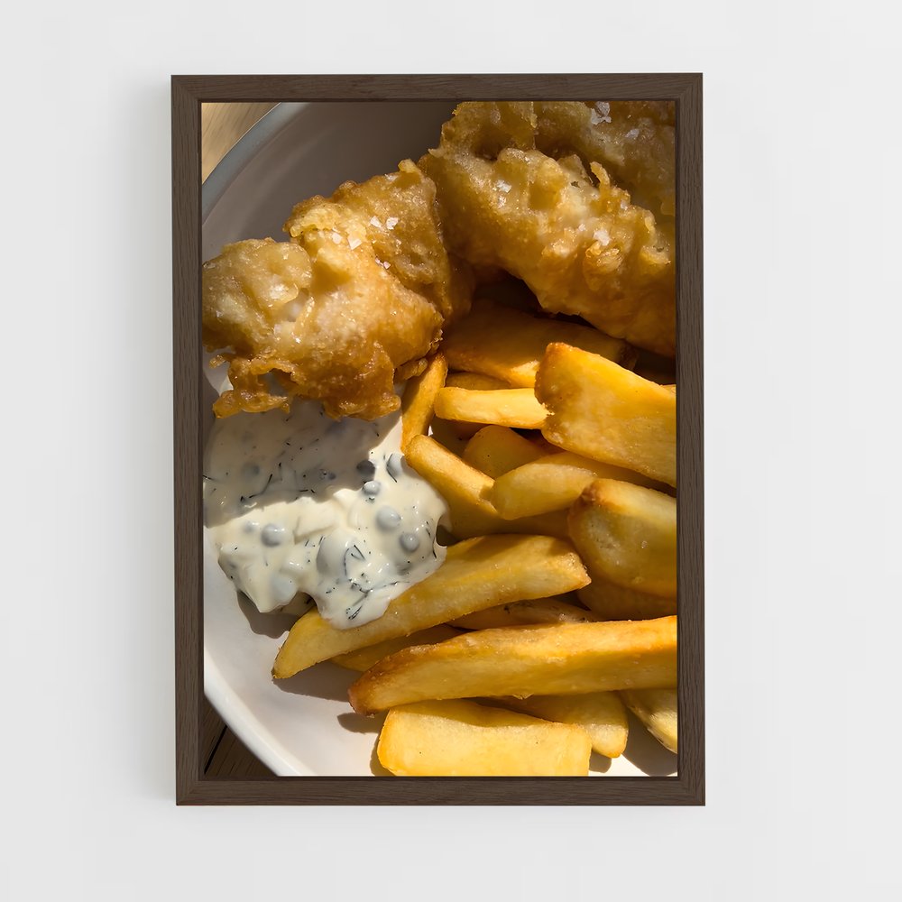 ap-fish and chips-3 cadre Bois foncé