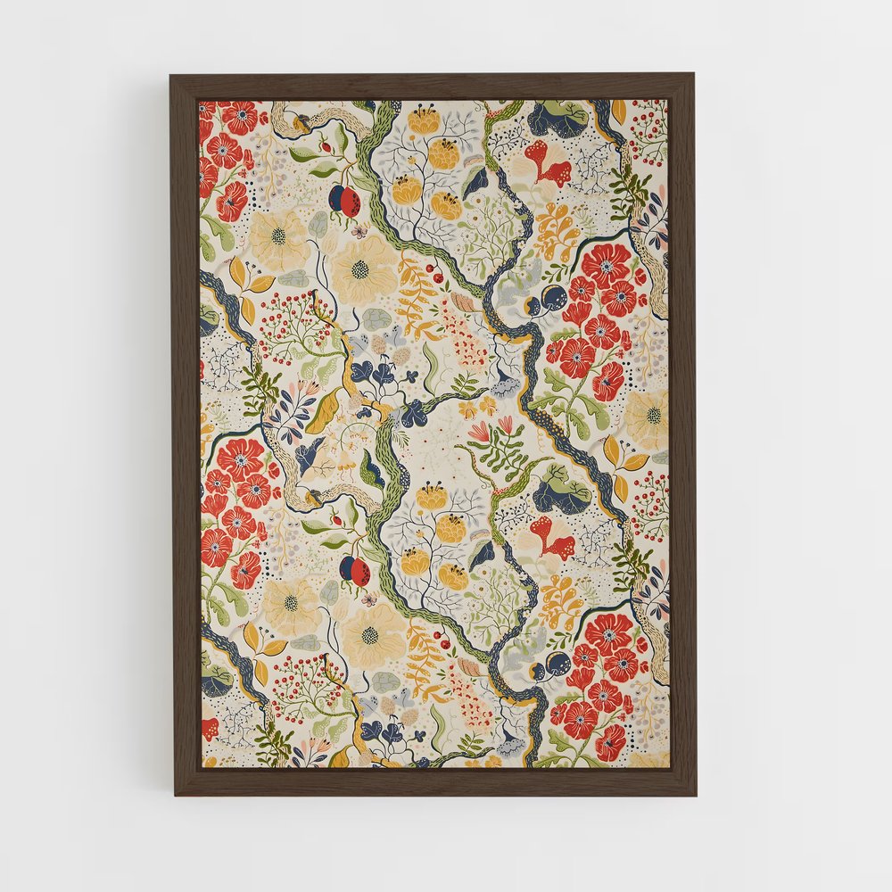 ap-floral patterns-13 cadre Bois foncé