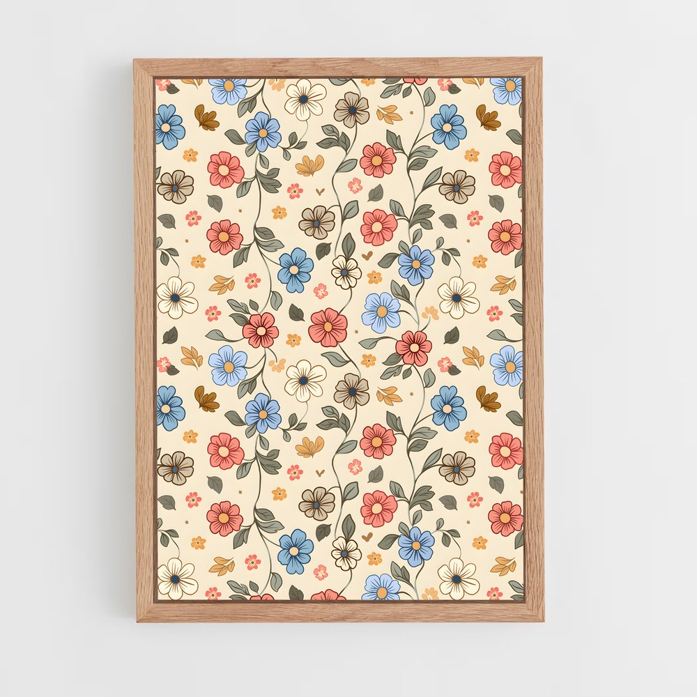 ap-floral patterns-3 cadre Bois clair