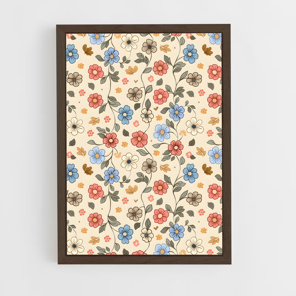 ap-floral patterns-3 cadre Bois foncé
