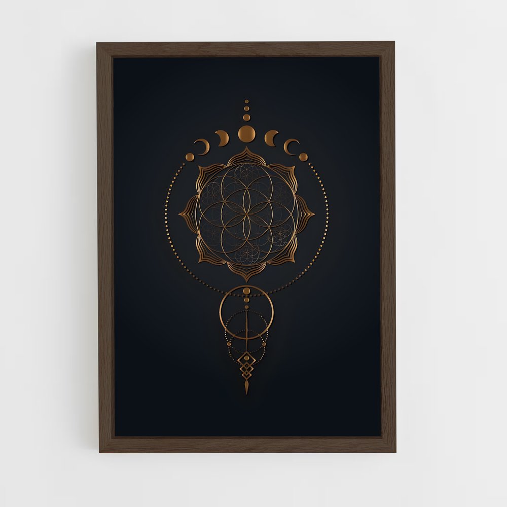 ap-flower of life-3 cadre Bois foncé