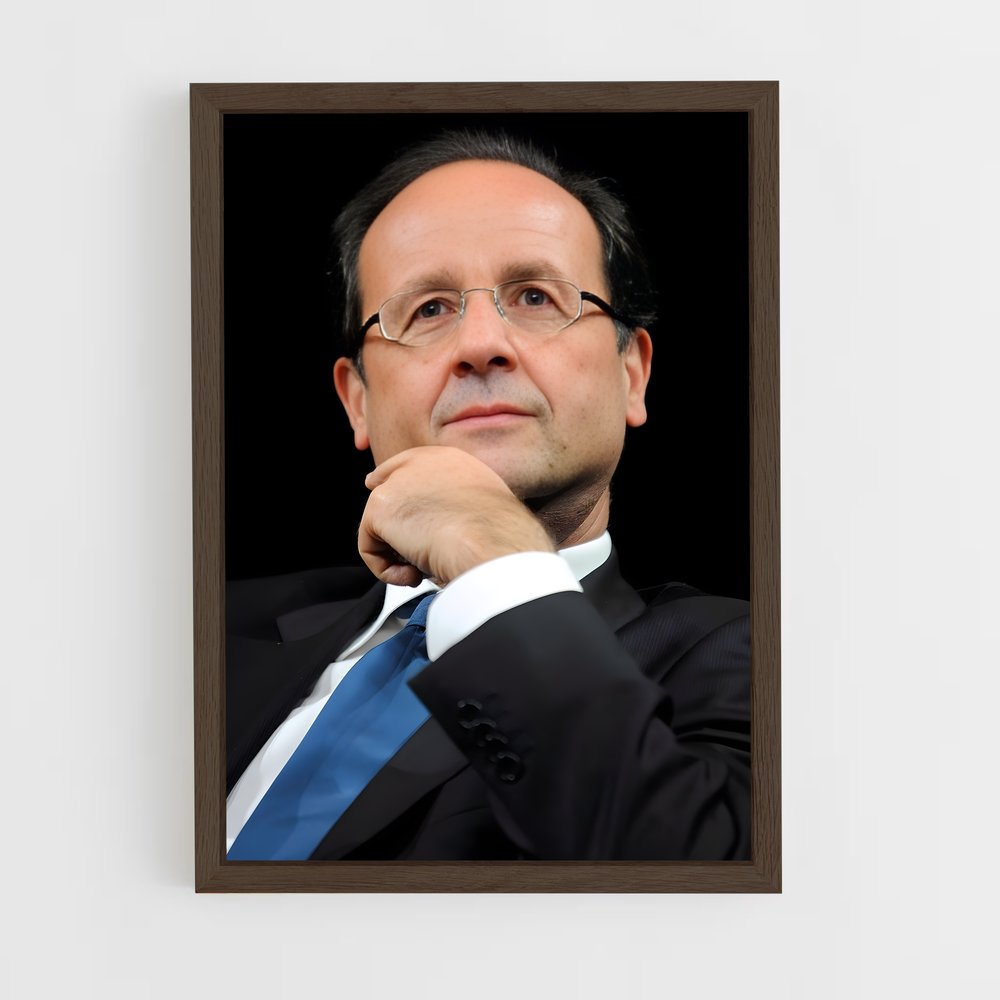 ap-francois hollande-2 cadre Bois foncé