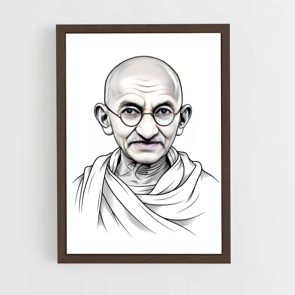 ap-gandhi-6 cadre Bois foncé