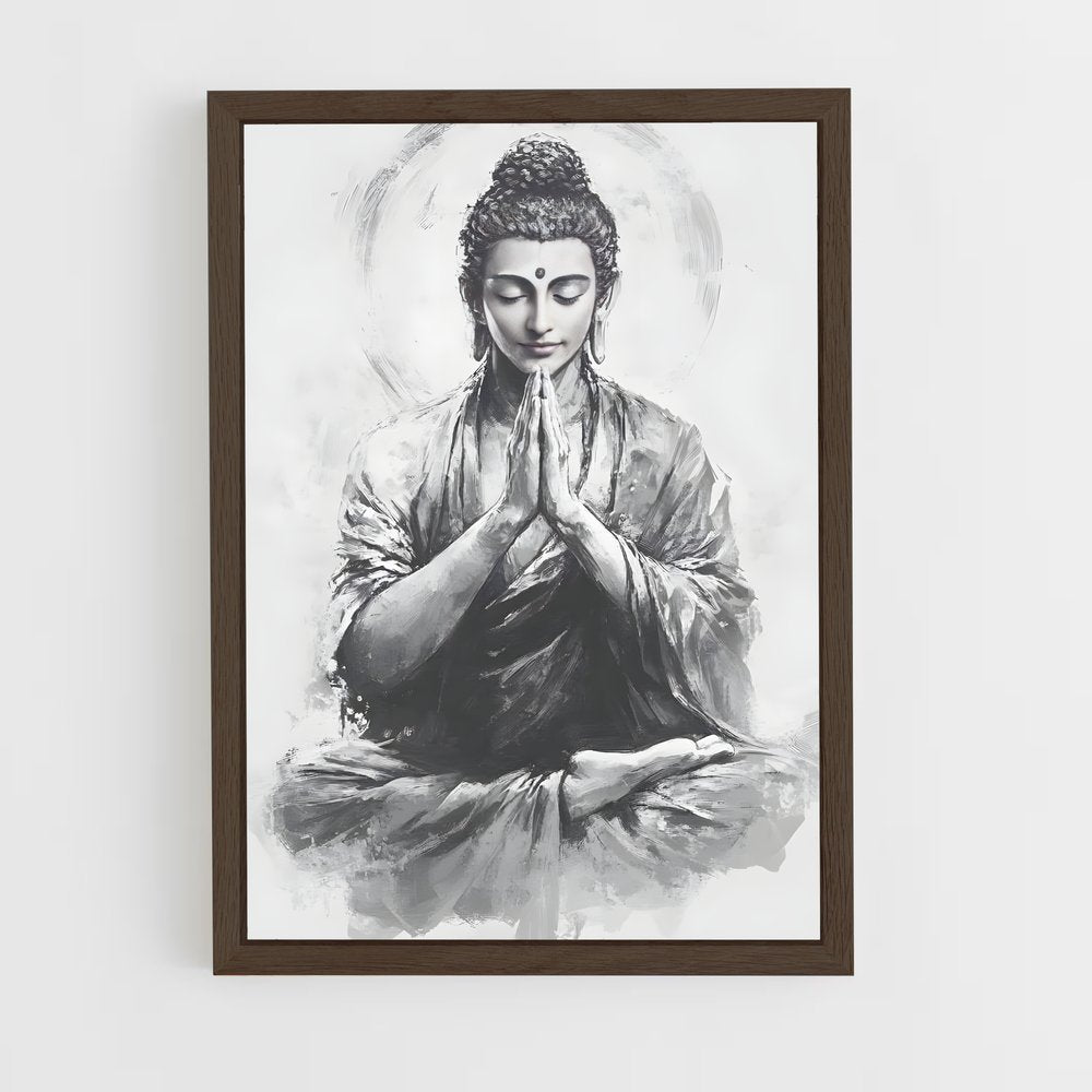 ap-gautama buddha-19 cadre Bois foncé