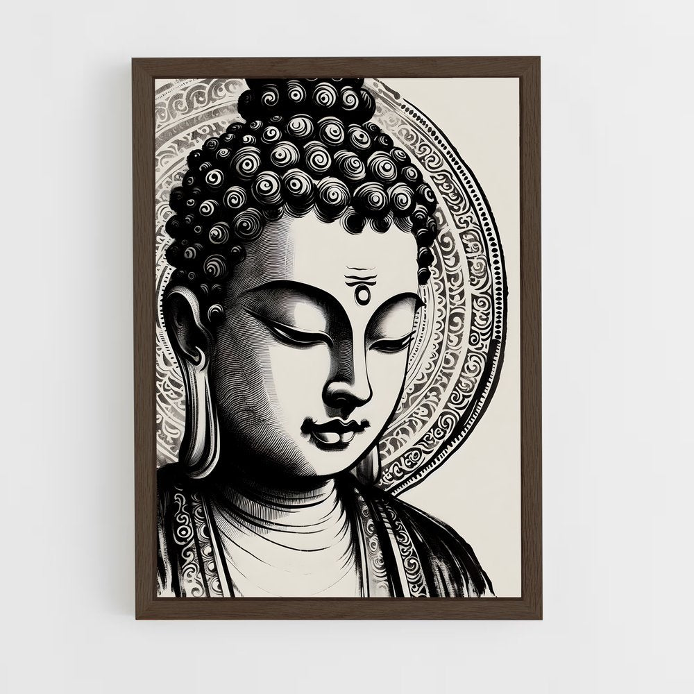 ap-gautama buddha-20 cadre Bois foncé