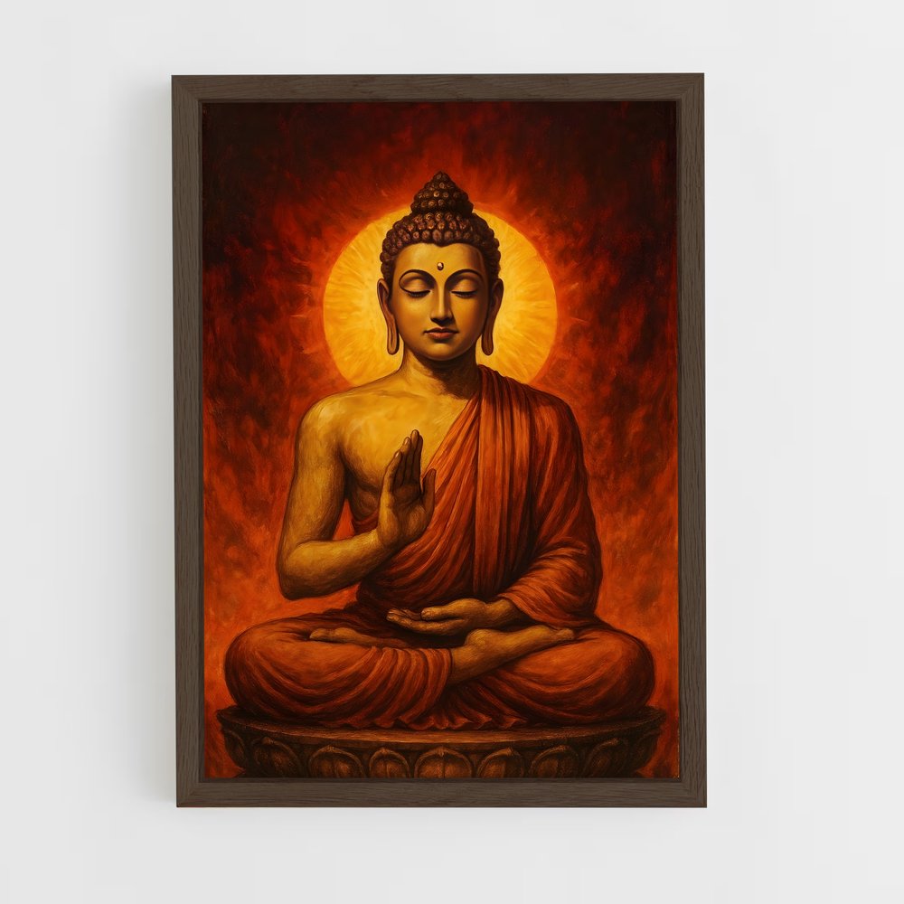 ap-gautama buddha-3 cadre Bois foncé