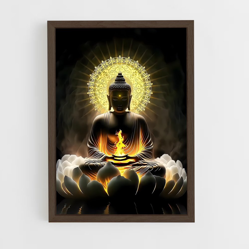 ap-gautama buddha-4 cadre Bois foncé