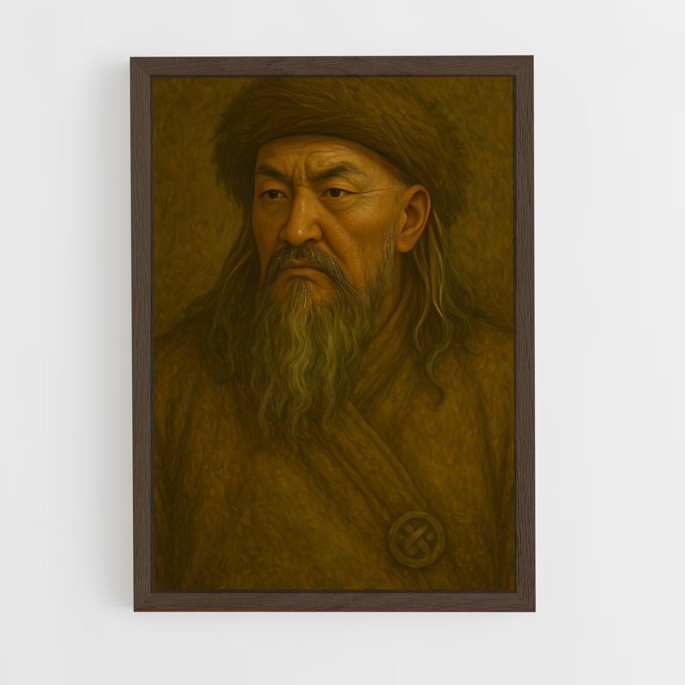 ap-genghis khan-6 cadre Bois foncé