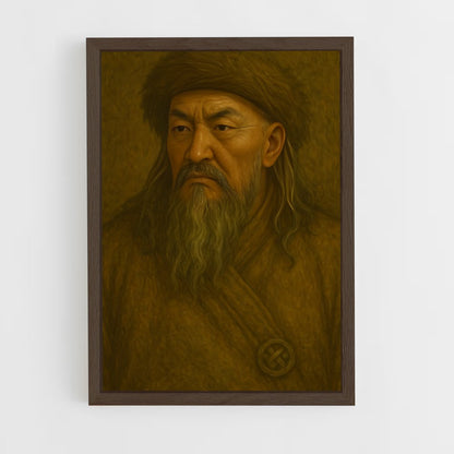 ap-genghis khan-6 cadre Bois foncé