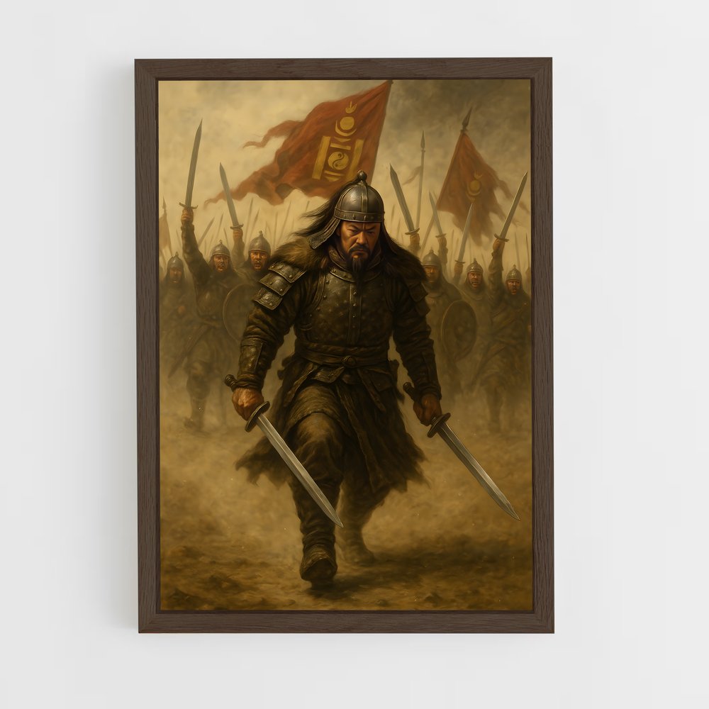 ap-genghis khan-9 cadre Bois foncé