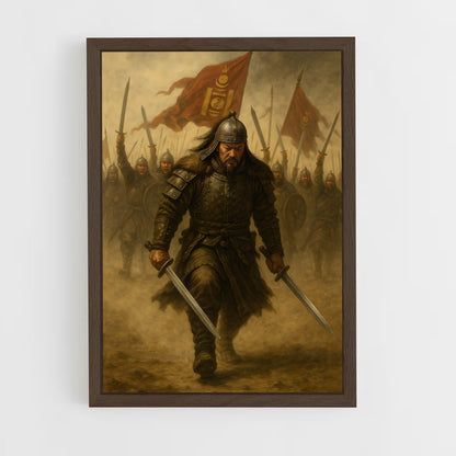 ap-genghis khan-9 cadre Bois foncé