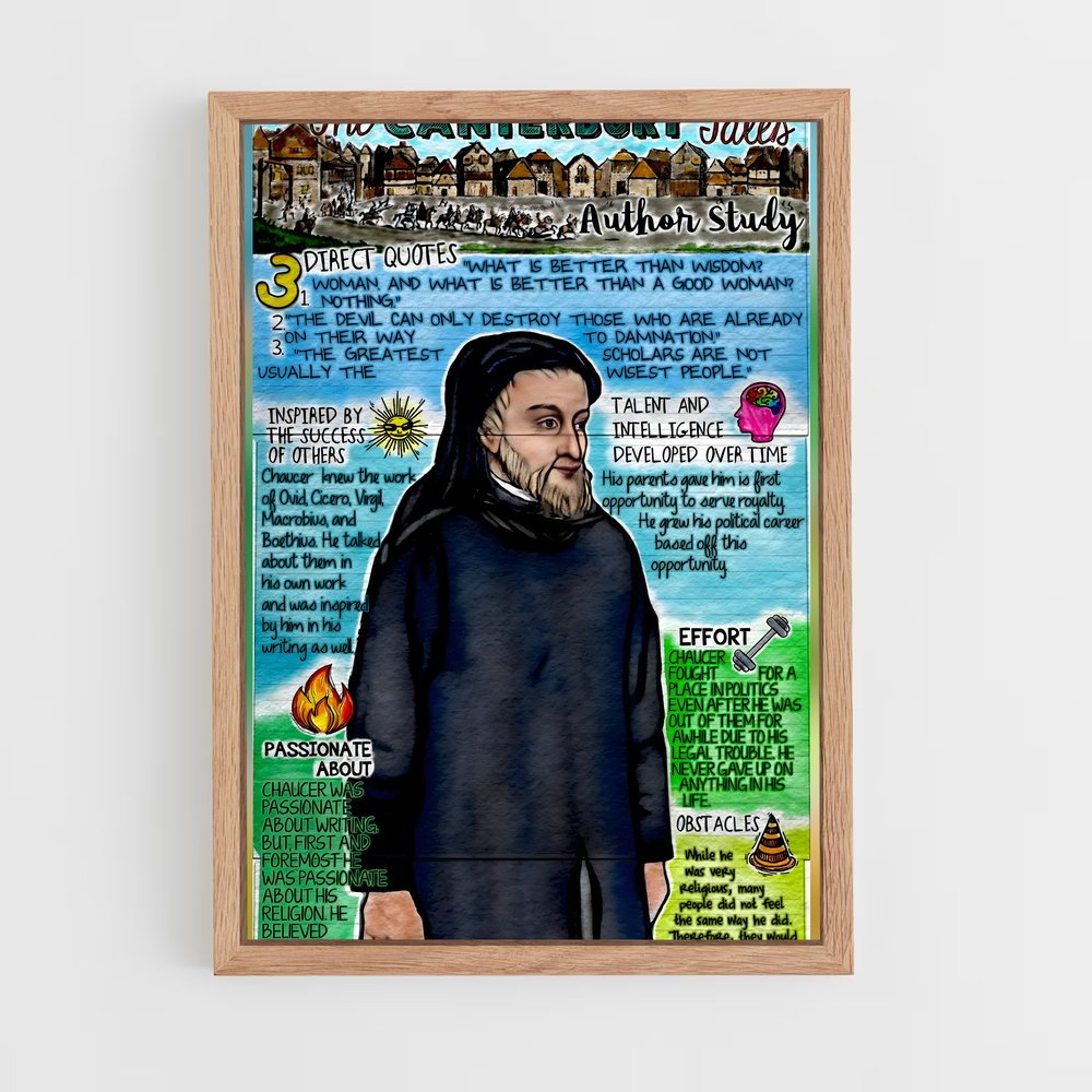 ap-geoffrey chaucer-4 cadre Bois clair