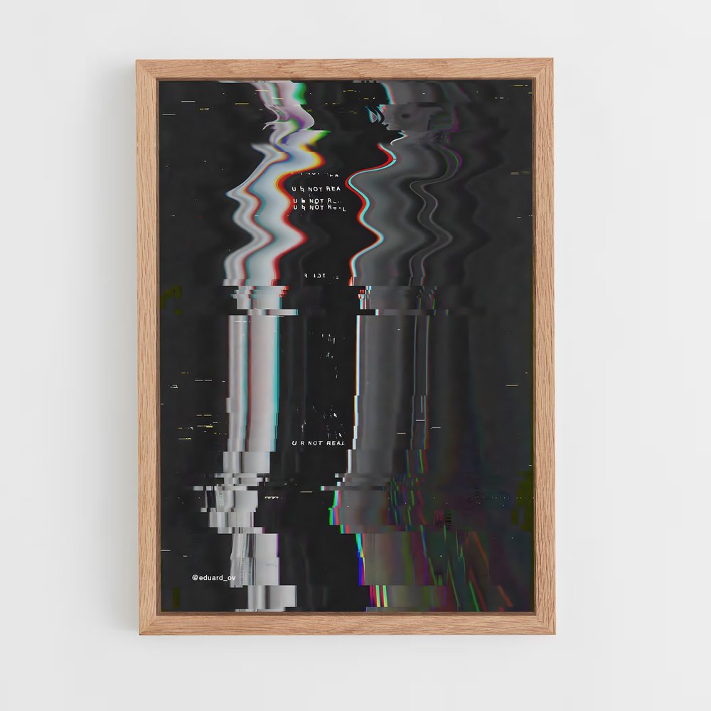 ap-glitch art-3 cadre Bois clair