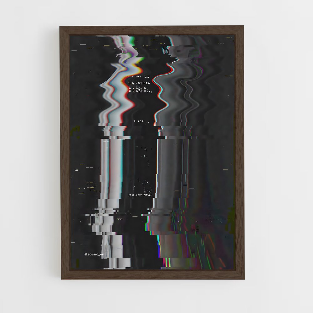 ap-glitch art-3 cadre Bois foncé