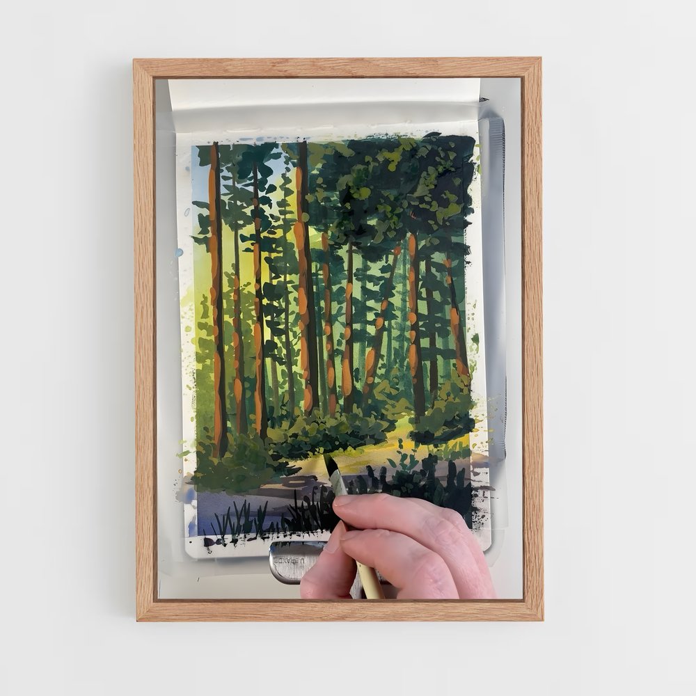 ap-gouache-4 cadre Bois clair