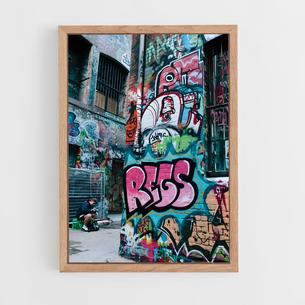 ap-graffiti art-15 cadre Bois clair
