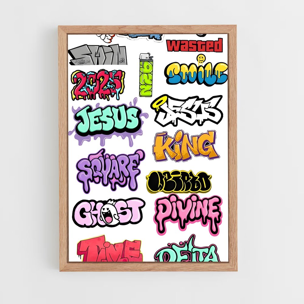 ap-graffiti art-4 cadre Bois clair