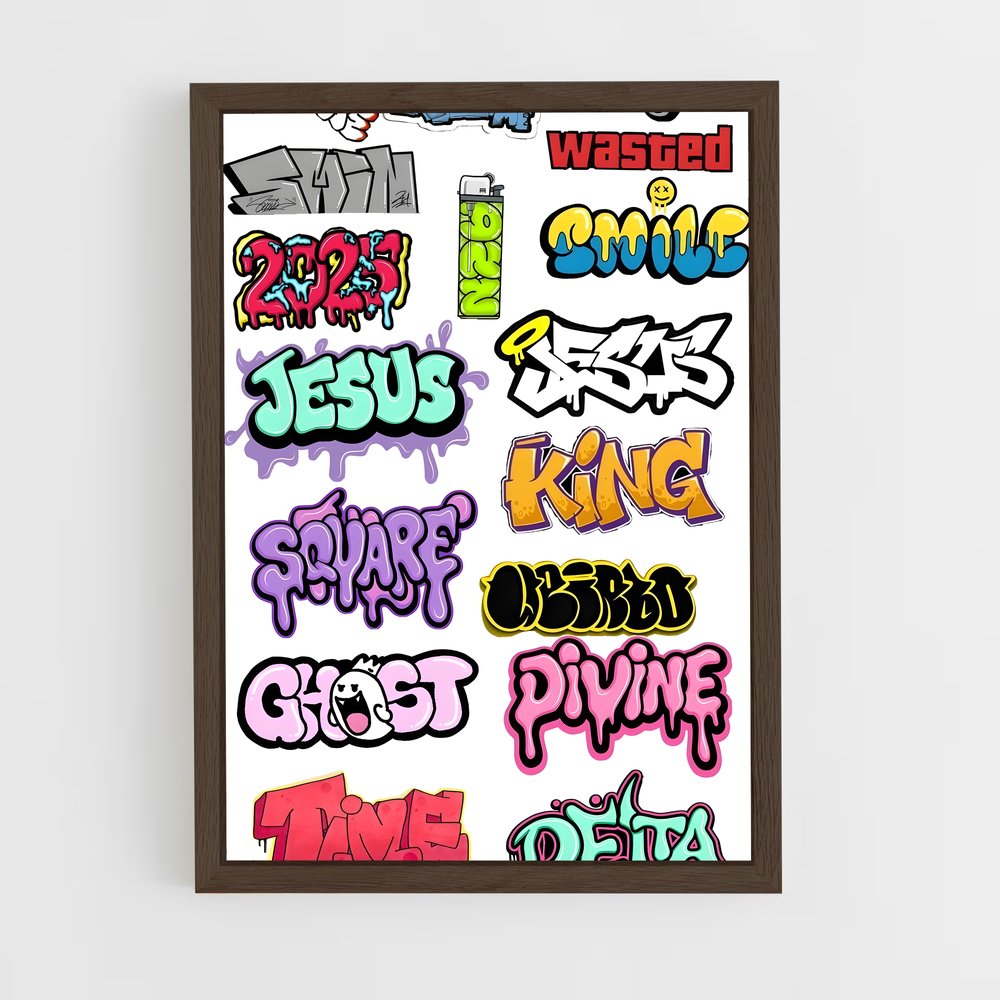 ap-graffiti art-4 cadre Bois foncé