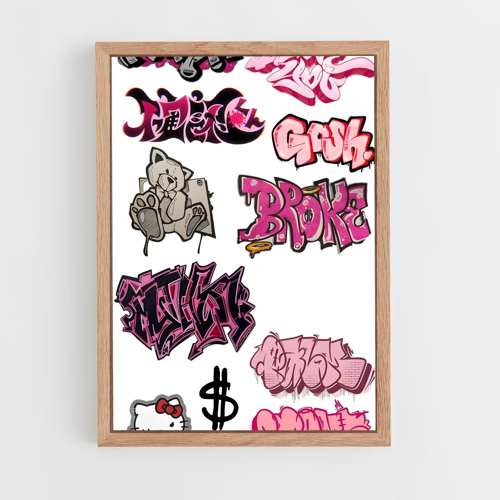 ap-graffiti art-9 cadre Bois clair