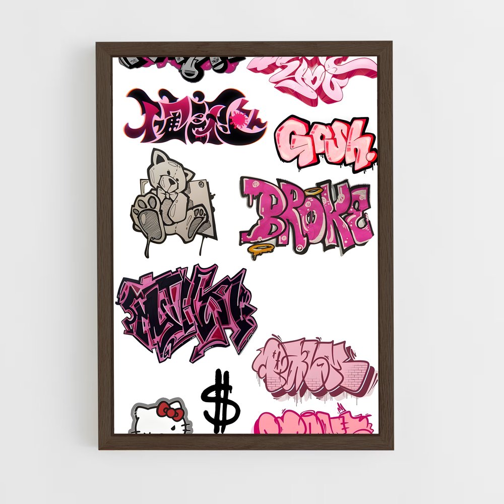 ap-graffiti art-9 cadre Bois foncé