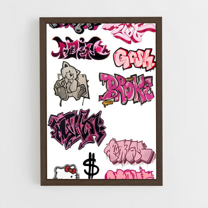 ap-graffiti art-9 cadre Bois foncé