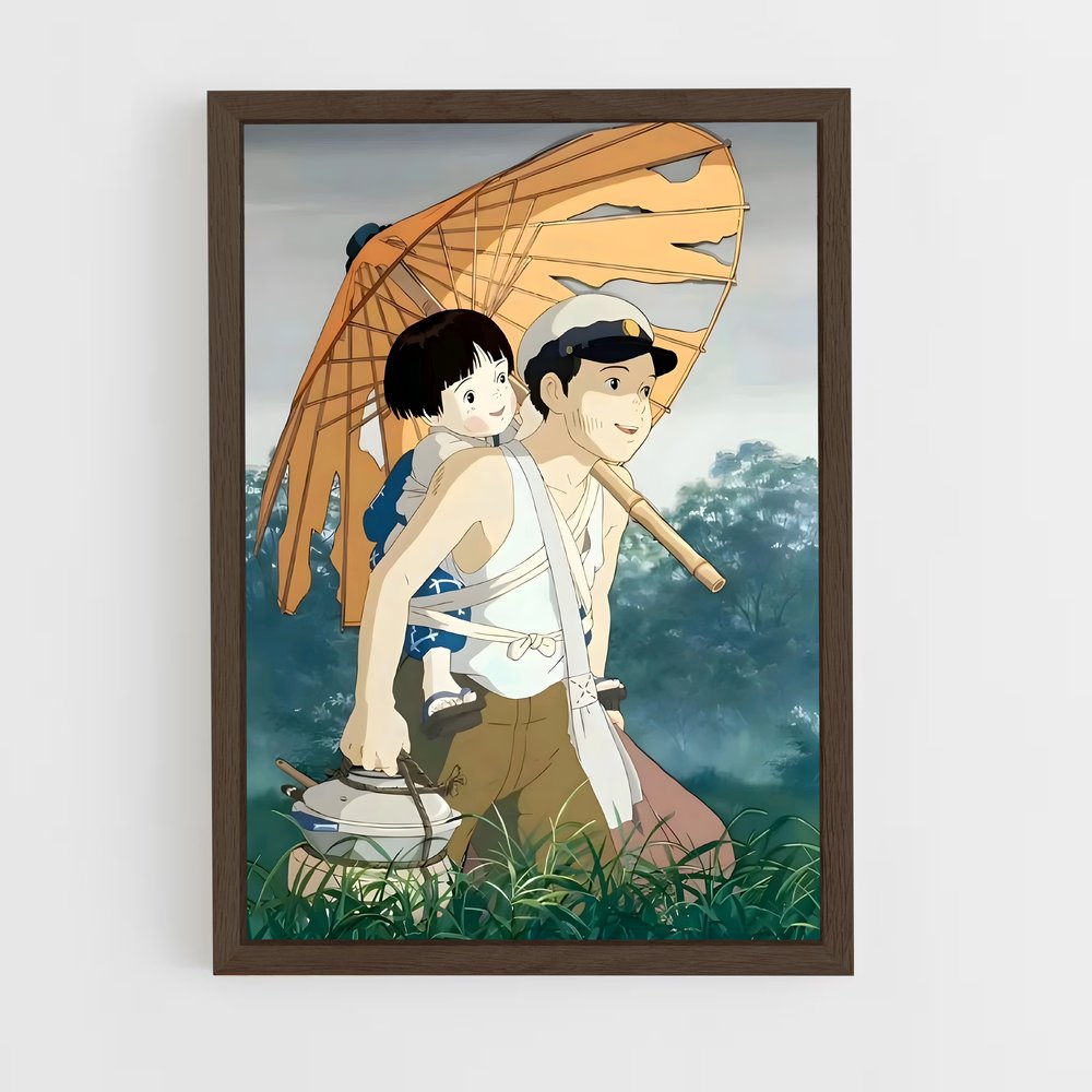ap-grave of the fireflies-5 cadre Bois foncé