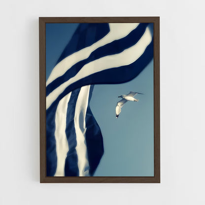 ap-greece flag-7 cadre Bois foncé