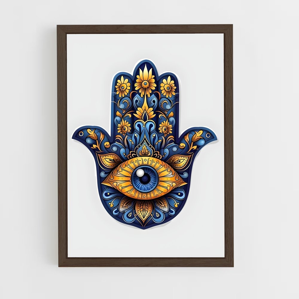 ap-hamsa hand-3 cadre Bois foncé