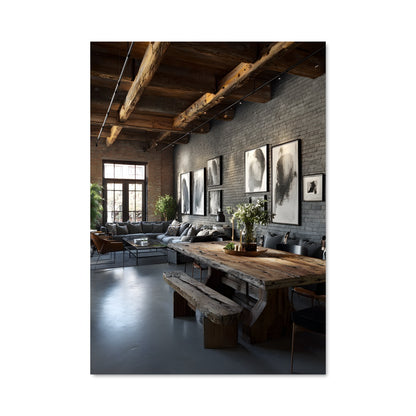 Poster Table en Bois Artisanale