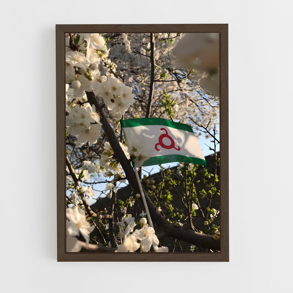 ap-ingushetia flag-2 cadre Bois foncé