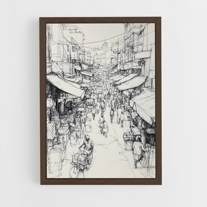 ap-ink drawing-3 cadre Bois foncé