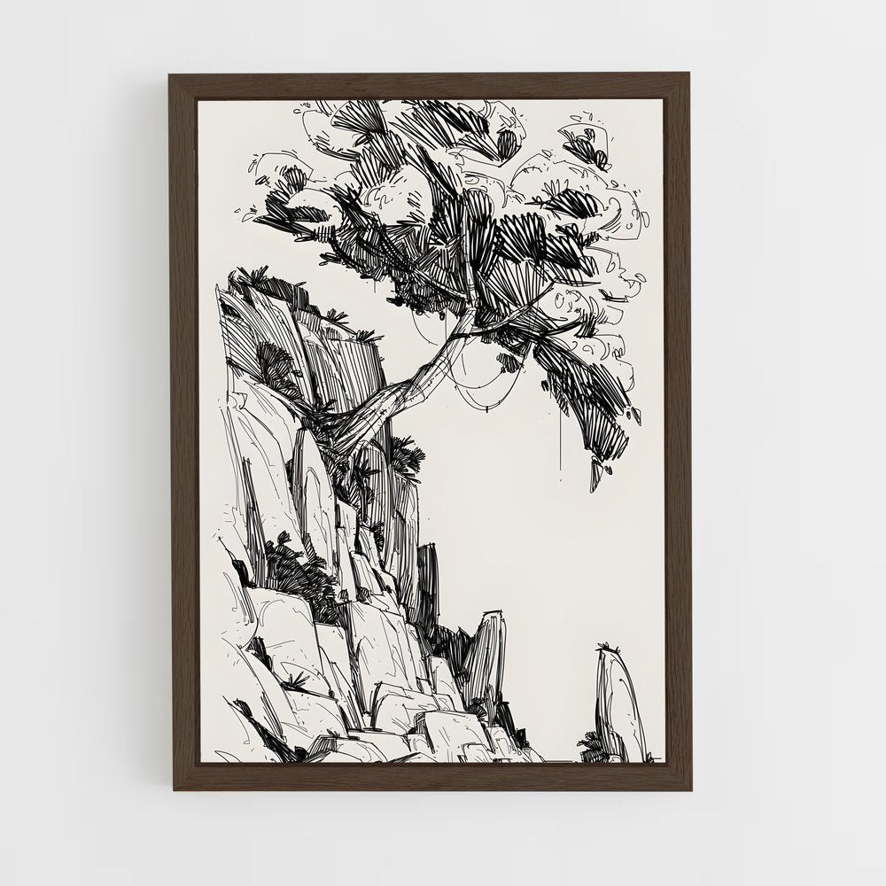 ap-ink drawing-5 cadre Bois foncé