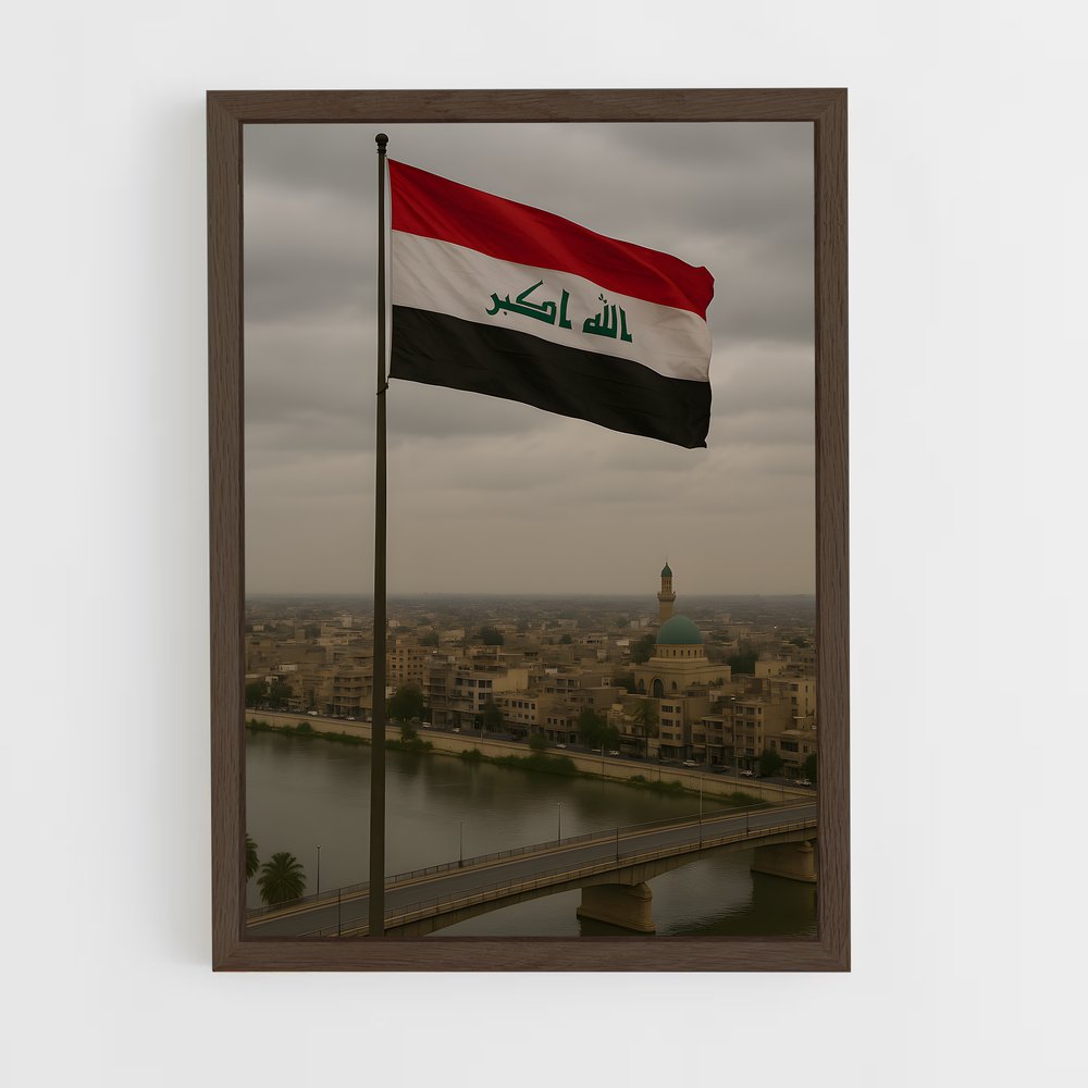 ap-iraq flag-2 cadre Bois foncé