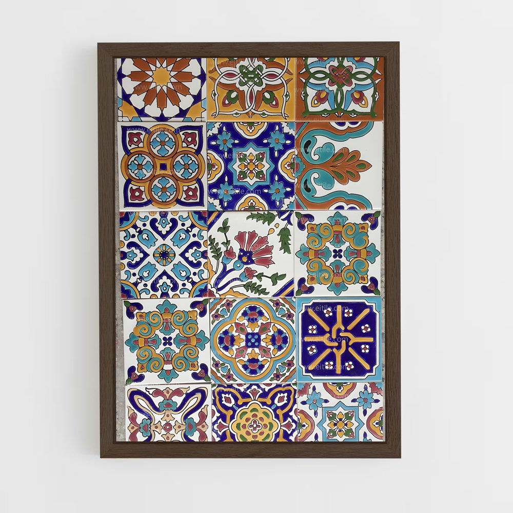ap-islamic tiles-5 cadre Bois foncé