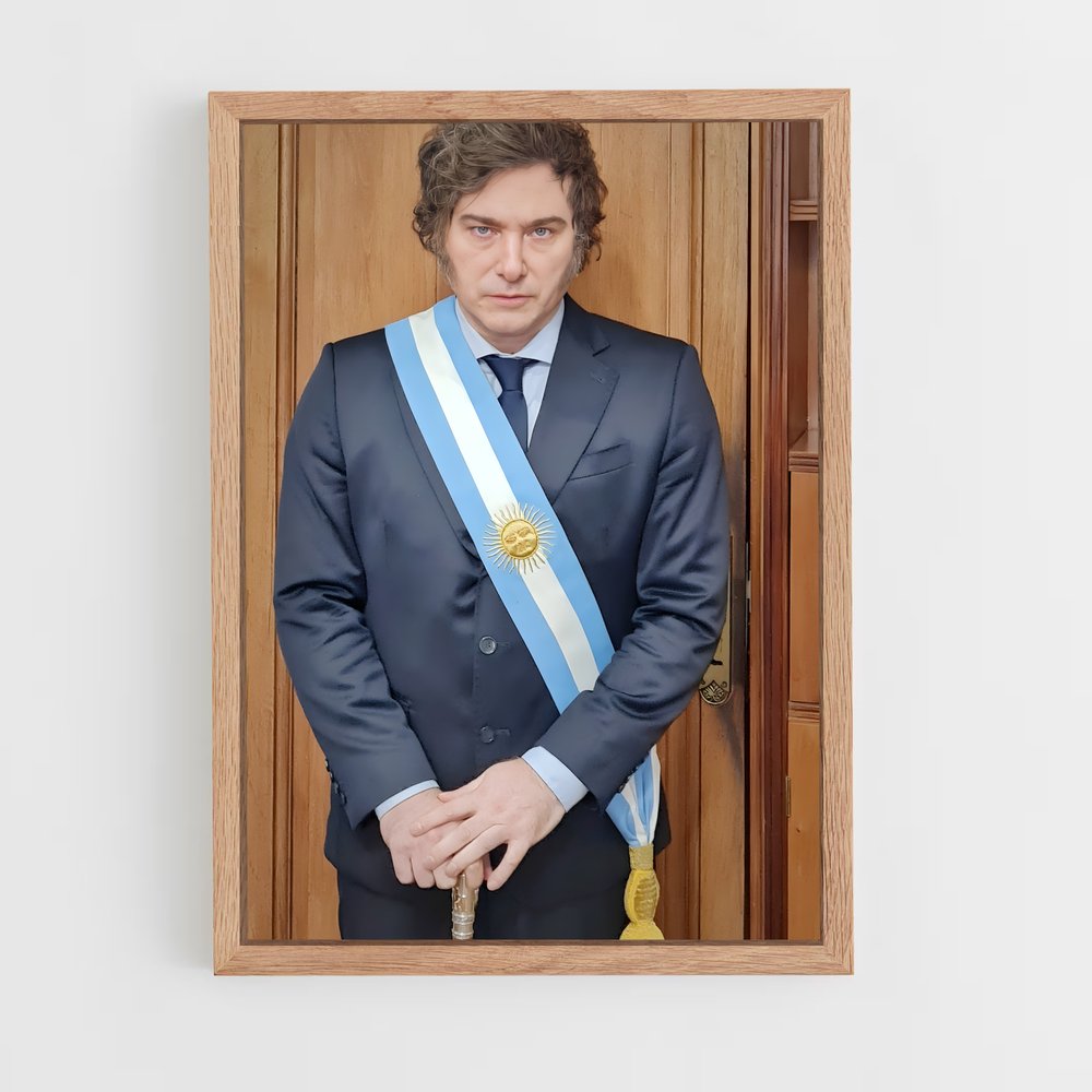 ap-javier milei-3 cadre Bois clair