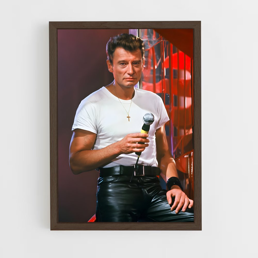 ap-johnny hallyday-9 cadre Bois foncé