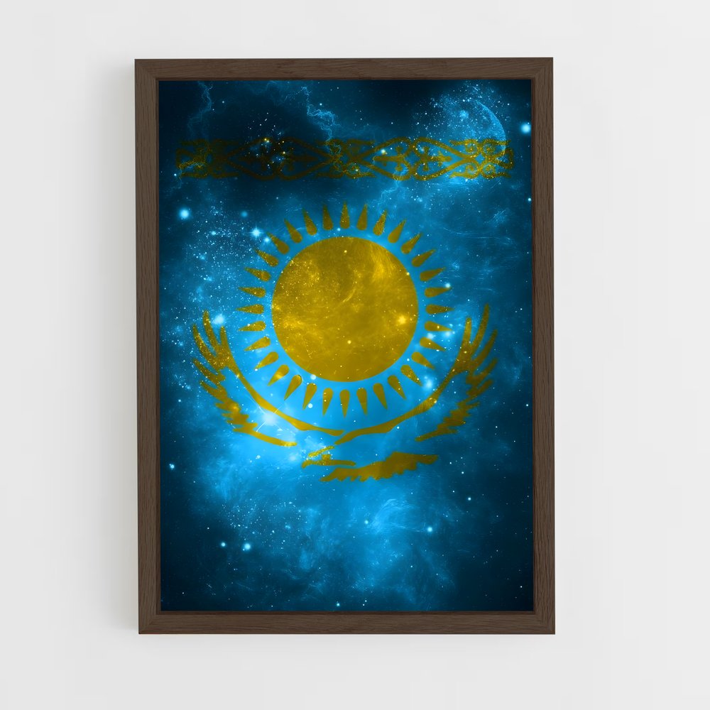 ap-kazakhstan flag-2 cadre Bois foncé